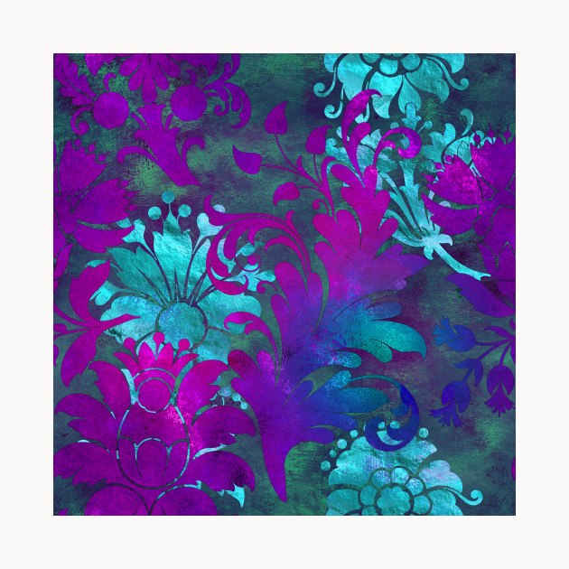 Jungle Floral Neck Gator Blue and Purple Jungle Flowers by DANPUBLIC