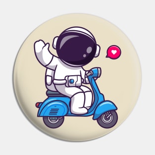 Cute Astronaut Riding Scooter Cartoon Pin