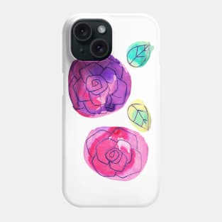 Simple Watercolor Roses and Leaves Phone Case