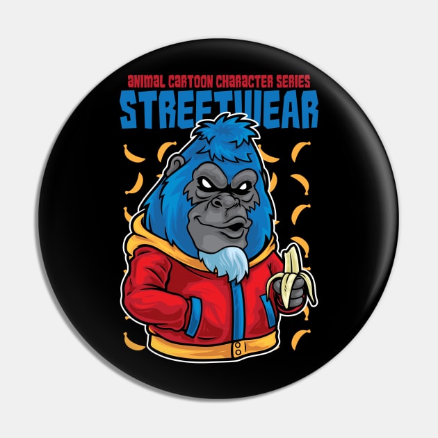 Gorilla Urban Cartoon Illustration Pin by dailycreativo