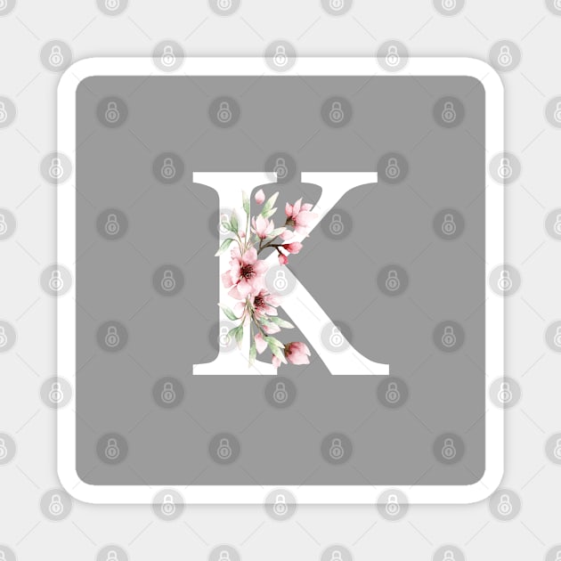 Letter K Monogram With Cherry Blossoms Magnet by thesnowwhyte