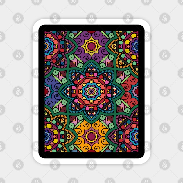 Colorful Mandala Pattern Magnet by DragonTees