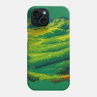 Green Meadow Scenery - Flat Colors Phone Case