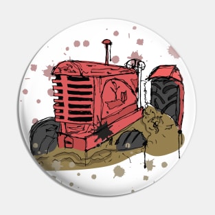 Abandoned red tractor watercolor sketch Pin