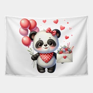 Valentine Love Panda Bear Tapestry