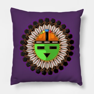 Native american hopi kachina art with rounded feathers Pillow