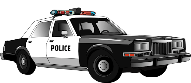 Police car cartoon illustration Kids T-Shirt by Miss Cartoon