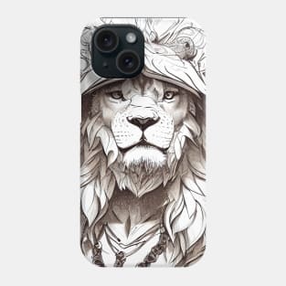 Lion Animal Wild Nature Illustration Line Epic Illustration Line Art Phone Case