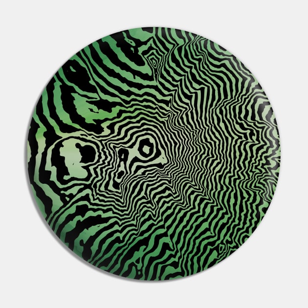 Mount Rainer Painted Green Topographic Pin by DustedDesigns