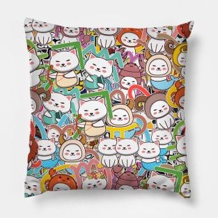 Kawaii Zodiac Cat Pattern Pillow