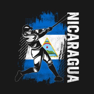 Nicaraguan Baseball Player Nicaragua Flag Baseball Fans T-Shirt