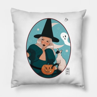 Witch with her cat Pillow