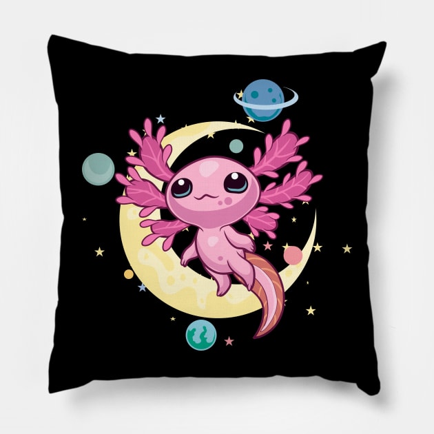 Space Axolotl kawaii pastel goth Pillow by DionArts
