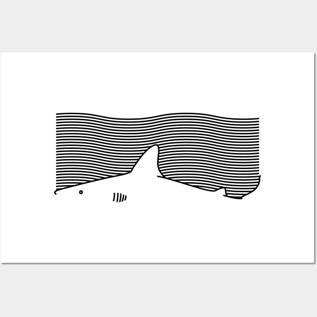 Minimal Line Drawing Simple Unique Shark Fin Gift - Sharks - Posters and Art  Prints