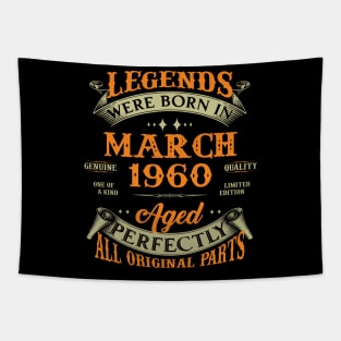 63rd Birthday Gift Legends Born In March 1960 63 Tapestry