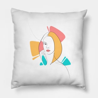 Aesthetic Minimalist women lineart Pillow