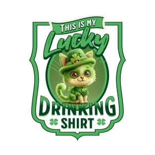 Cute Kitty Lucky Drinking Shirt T-Shirt