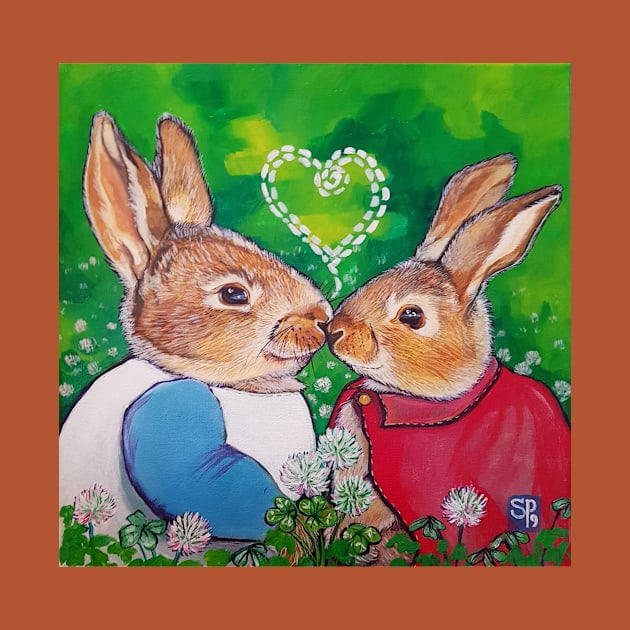 Bunnies Rabbits bunny hug by StephaniePerryArt