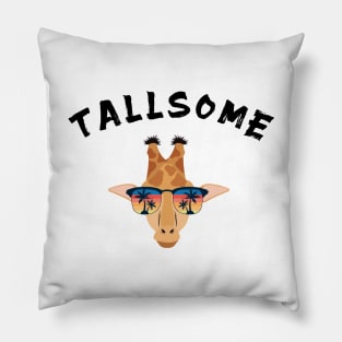 Tallsome with Cartoon Giraffe and Retro sunset sunglasses Pillow