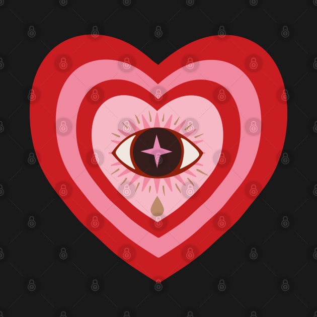 Heart Aesthetic - retro concentric hearts with crying eye by misentangled