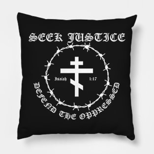 Isaiah 1:17 Seek Justice Defend The Oppressed Metal Hardcore Punk Pillow