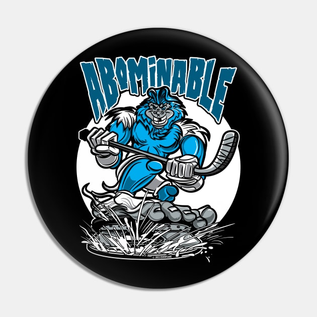 Abominable Snowman Hockey Player Mascot Pin by eShirtLabs