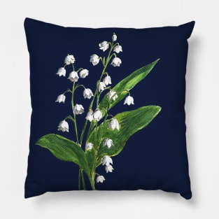 Lily of the valley Flowers Watercolor Painting Pillow