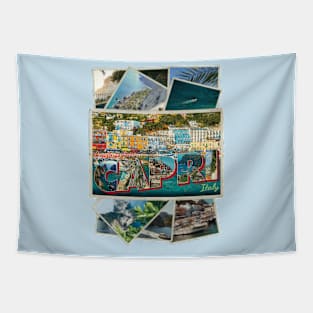 Greetings from Capri in Italy Vintage style retro souvenir Tapestry