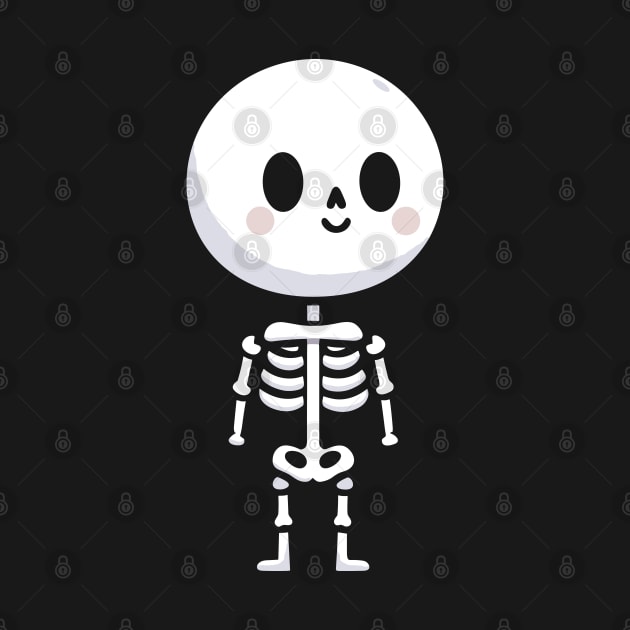 Cute Happy Skeleton in Kawaii Style | Happy Halloween Cute Skeleton Design by Nora Liak