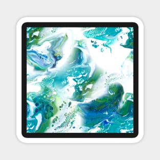 Blue, green, turquoise and white fluid Painting Pattern Magnet