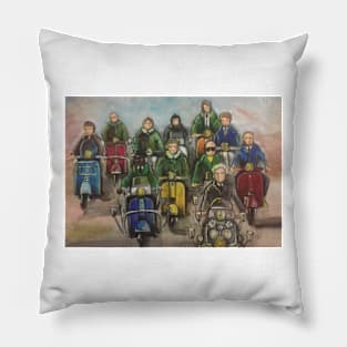 Retro Scooter, Classic Scooter, Scooterist, Scootering, Scooter Rider, Mod Art Pillow