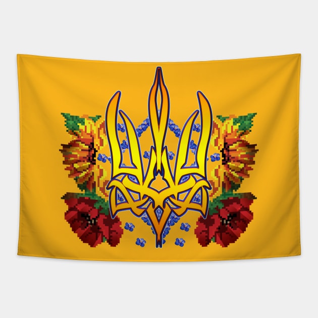 Trident with poppies Tapestry by xlhombat