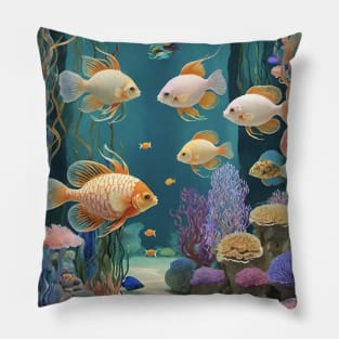 Underwater Opus: Fish Inspired Illustration Pillow