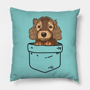 Dachshund puppy in your pocket Pillow