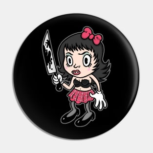 Molly with a knife Creepy Cartoony Horror Pin