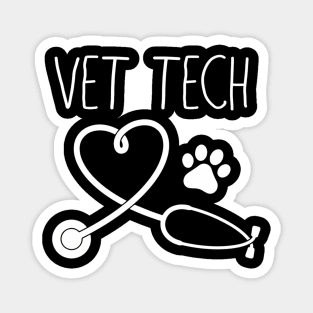 Vet Tech Love Animal Love Care Paw Print Magnet