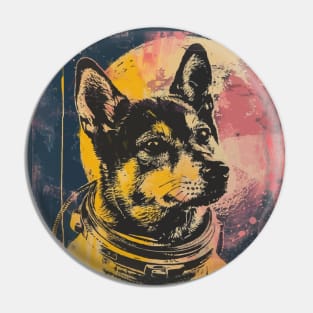 Vintage and vivid pomsky dog astronaut portrait Pin