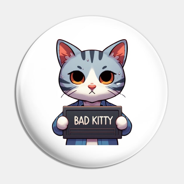 Bad Kitty Mugshot Drawing Pin by Shawn's Domain