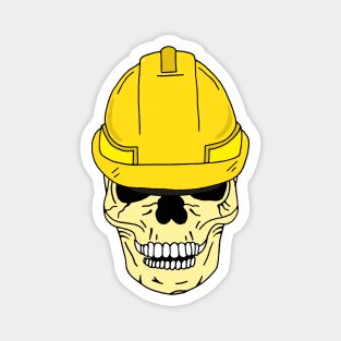 Skull Wearing Builder Construction Helmet Magnet