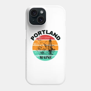 Portland Maine Lighthouse Retro Vintage Sunset Phone Case