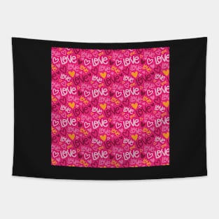 Bright Pink Love Valentine's Day Pattern Tapestry