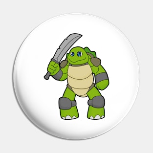 Turtle as Warrior with Sword Pin