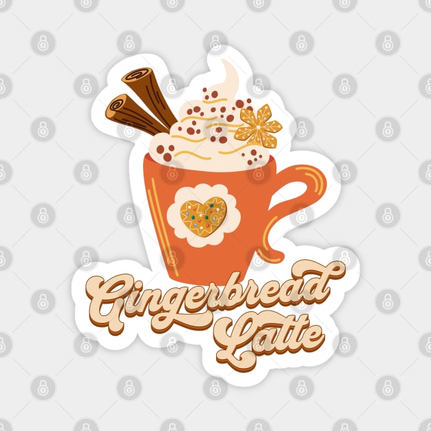 Retro Gingerbread Latte Coffee Magnet by HolidayBug