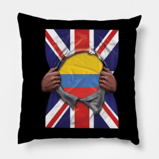 Colombia Flag Great Britain Flag Ripped - Gift for Colombian From Colombia Pillow