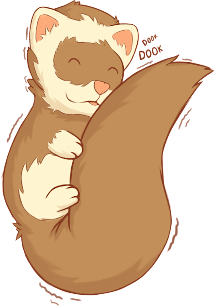 cute ferret hugging his long fluffy tail Kids T-Shirt by A Comic Wizard