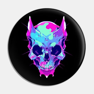 Rave Skull EDM Festival DJ Zombie Cat Trippy Party Pin