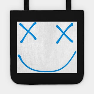 Blue smiley repeat pattern design Tote