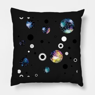 Watercolor Galaxy, Circles and Lines Pillow