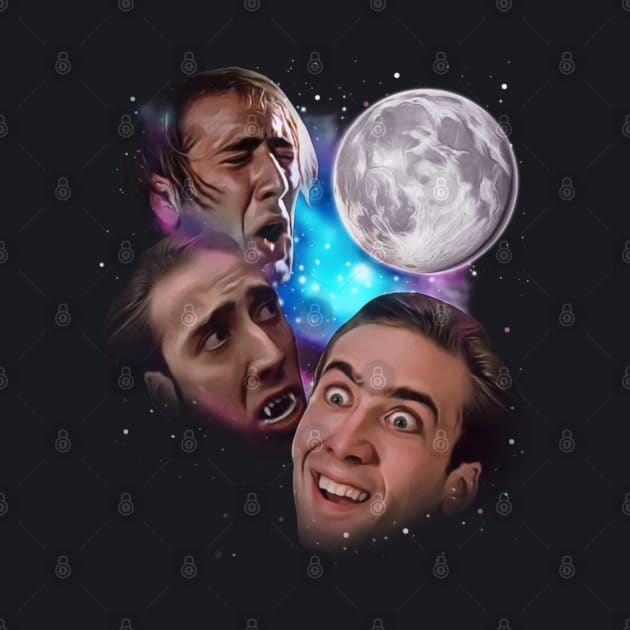 Nic Cage Howl at the Moon by darklordpug