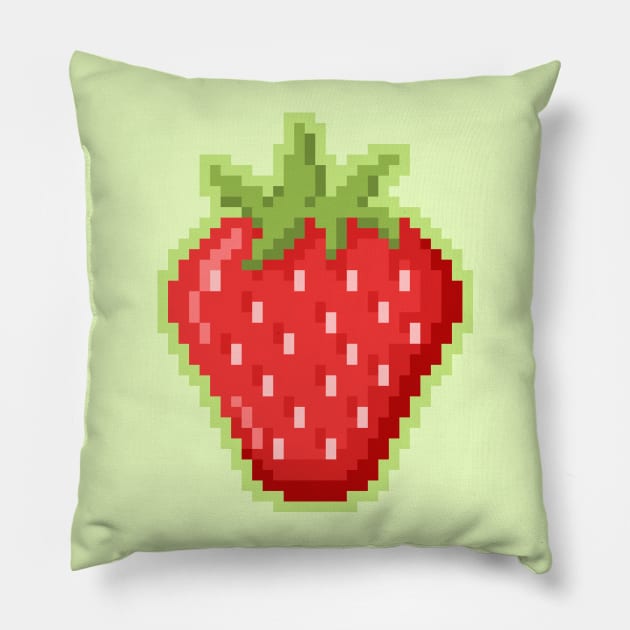 Pixel Strawberry Pillow by sombrasblancas